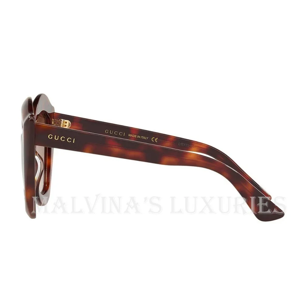 GUCCI SUNGLASSES GG0117S CAT EYE TORTOISE BROWN GRADIENT LIPS
